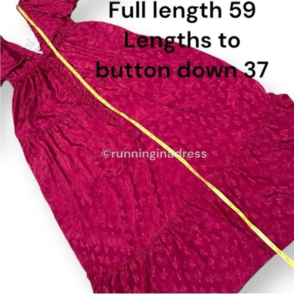 NWT Free People Cha Cha Maxi Dress In Red Cape Sleeve Empire Waist Size Medium - Picture 16 of 16